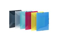 Chemise à élastique 3 rabats plastique Viquel Propyglass 24 x 32 – couleurs assorties translucides