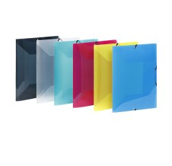 Chemise à élastique 3 rabats plastique Viquel Propyglass 24 x 32 – couleurs assorties translucides