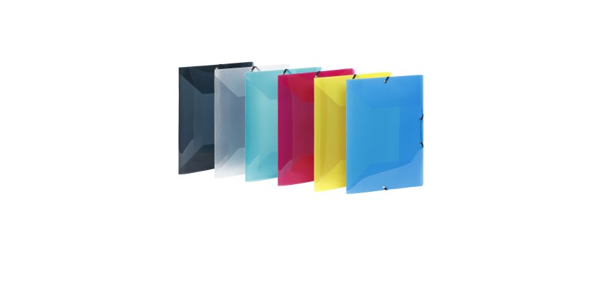 Chemise à élastique 3 rabats plastique Viquel Propyglass 24 x 32 – couleurs assorties translucides