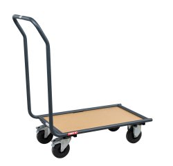 Chariot fixe acier/bois 250 kg 720 x 450 mm roue caoutchouc