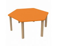 Table Fabiano Kids hexagonale avec pieds en bois - Taille T1 - Ecole maternelle