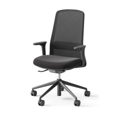 Chaise de bureau ROCKIT tissu et maille - Dossier haut avec soutien lombaire - Accoudoirs 1D - Structure noire