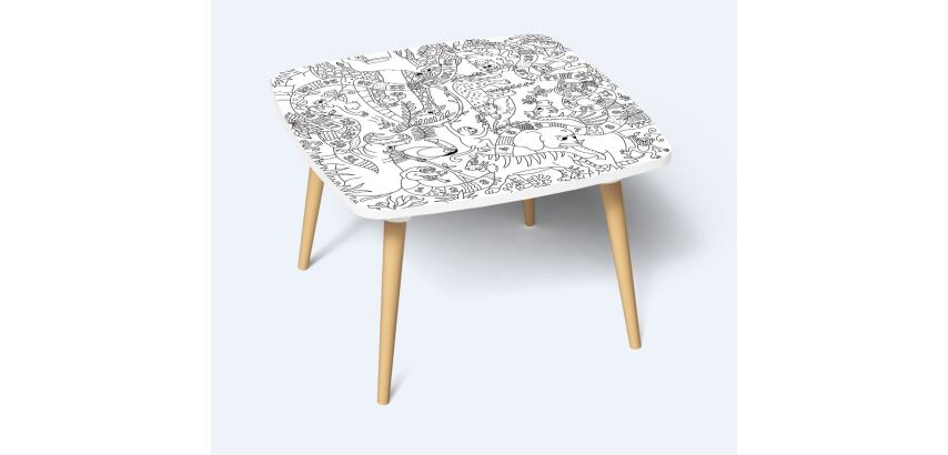 Tables hautes KIDS à colorier - Motif Jungle - Lot de 2