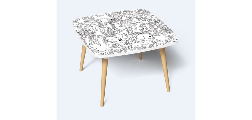 Tables hautes KIDS à colorier - Motif Jungle - Lot de 2