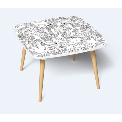 Tables hautes KIDS à colorier - Motif Jungle - Lot de 2