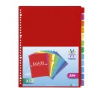 Intercalaires A4+ polypropylène coloré Viquel 12 onglets neutres multicolores fluo