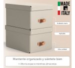 Caja de almacenamiento Leitz Puro con tapa, mediana, 17L, cartón 100% reciclado, paquete de 2 - Beige - 17