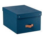 Caja de almacenamiento Leitz Puro con tapa, mediana, 17L, cartón 100% reciclado, paquete de 2 - Azul marino - 17
