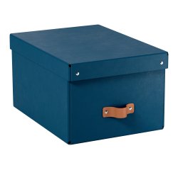 Caja de almacenamiento Leitz Puro con tapa, mediana, 17L, cartón 100% reciclado, paquete de 2 - Azul marino - 17
