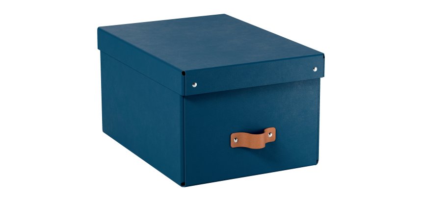 Caja de almacenamiento Leitz Puro con tapa, mediana, 17L, cartón 100% reciclado, paquete de 2 - Azul marino - 17