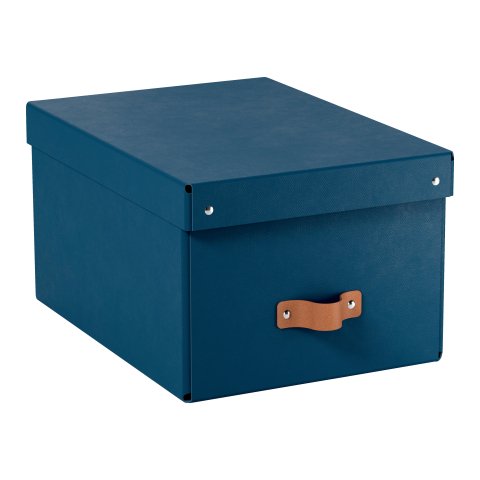 Caja de almacenamiento Leitz Puro con tapa, mediana, 17L, cartón 100% reciclado, paquete de 2 - Azul marino - 17