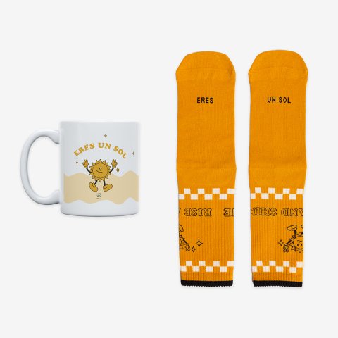 Kit Taza + Calcetines "Eres un sol" VitaminD Talla 42-46