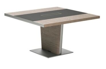 Table de réunion Xennon L.141 x P.140 cm avec insert cuir