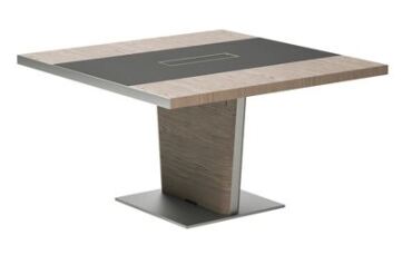 Vergadertafel Xennon L.141 x D.140 cm - met leren inzet