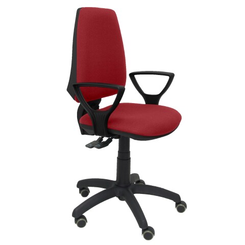 Silla Elche S Bali brazos fijos ruedas de parquet - Granate