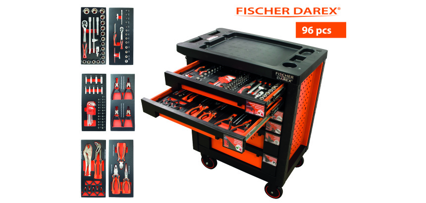 Servante équipée de 96 outils avec 6 modules