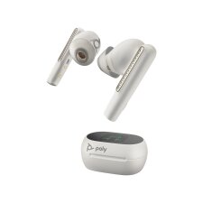 Auricular Poly Bluetooth VOYAGER FREE 60+ UC Teams USB-A Blanco con estuche de carga con pantalla táctil