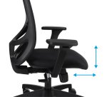 Ergonomischer Bürostuhl NODI, Stoff und Netz, mit 3D-Armlehnen und Kopfstütze, synchroner Mechanismus, schwarze Beine