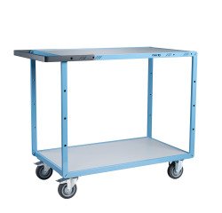 Servante mécano-soudée 2 plateaux mélaminés 250 kg 1000 x 600 mm roue TPE