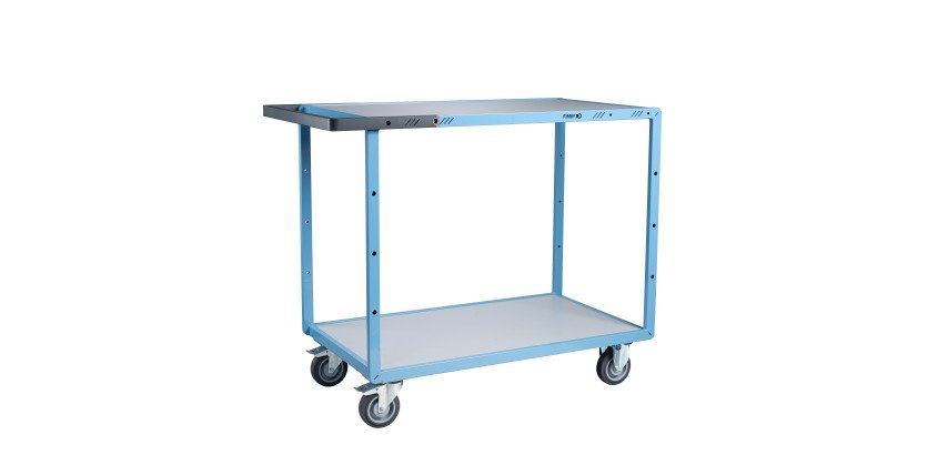 Servante mécano-soudée 2 plateaux mélaminés 250 kg 1000 x 600 mm roue TPE