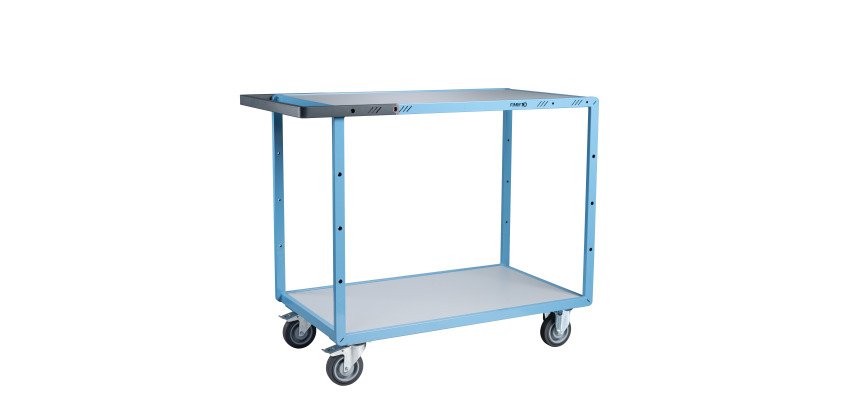 Servante mécano-soudée 2 plateaux mélaminés 250 kg 1000 x 600 mm roue TPE