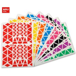 Gommettes formes triangulaires Apli tailles et couleurs assorties - Pochette de 2160