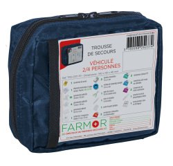 Trousse de secours Véhicule 2/4 personnes en tissu bleu