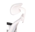 Chaise de bureau ergonomique NICO tissu et maille, avec accoudoirs 3D, appuie-tête, mécanisme synchrone + réglage profondeur d'assise, pieds blancs