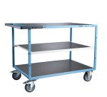 Servante mécano-soudée 3 plateaux tôle galvanisée 400 kg 1200 x 800 mm roue TPE