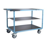 Servante mécano-soudée 3 plateaux tôle galvanisée 400 kg 1200 x 800 mm roue TPE