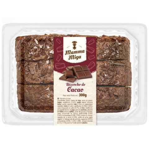 Bizcocho de cacao Mamma Miga 300 g - Caja de 8 unidades