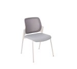 Chaise conférence Aspen, tissu et maille, pieds blanc