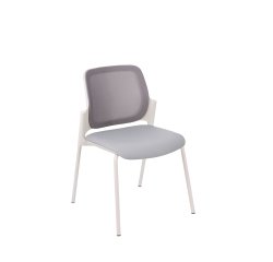 Chaise conférence Aspen, tissu et maille, pieds blanc