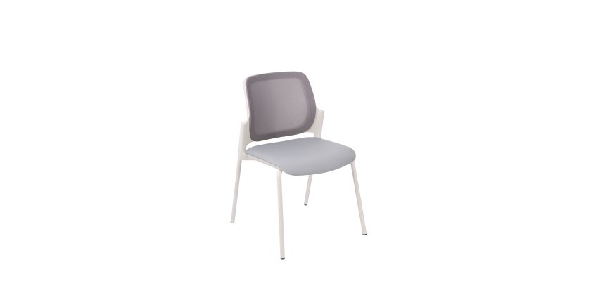 Chaise conférence Aspen, tissu et maille, pieds blanc