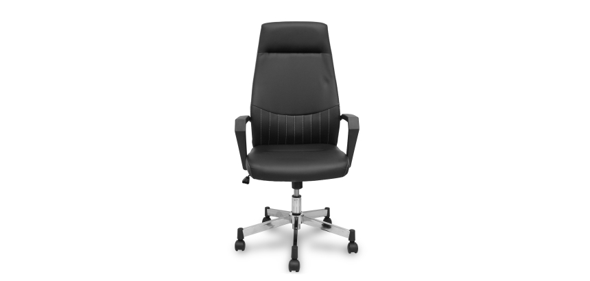 Fauteuil de direction Opti520, avec dossier fixe, accoudoirs fixes et mécanisme d'inclinaison, finition noir et similicuir - FORÖL