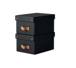 Caja de almacenamiento Leitz Puro con tapa, pequeña, 7L, cartón 100% reciclado, paquete de 2 - Negro - 7