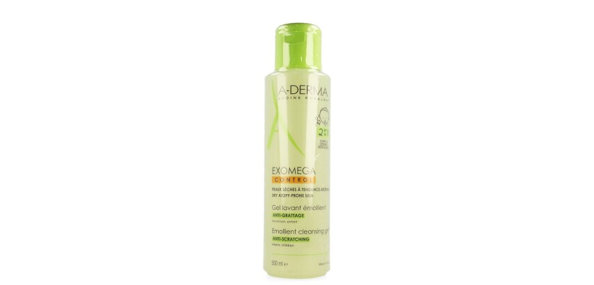 Gel lavant émollient 2 en 1 corps et cheveux A-Derma Exomega Control - Flacon de 500 ml