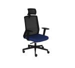 Ergonomische bureaustoel COCO stof en mesh, 3D-armleuningen, hoofdkussen, synchrone mechanisme, zwarte poten
