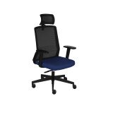 Chaise de bureau ergonomique COCO tissu et maille, avec accoudoirs 3D et appuie-tête, mécanisme synchrone, pieds noirs