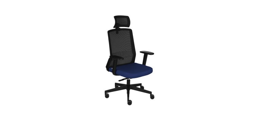 Ergonomische bureaustoel COCO stof en mesh, 3D-armleuningen, hoofdkussen, synchrone mechanisme, zwarte poten