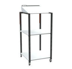 Pupitre à plan inclinable, 2 étagères, à roulettes, 150 kg