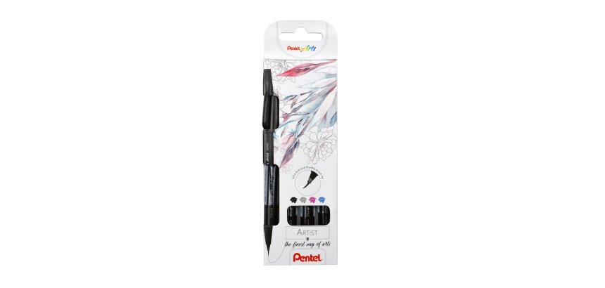 Rotulador de pincel Pentel Artist - Estuche 4 unidades