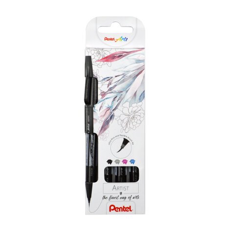 Rotulador de pincel Pentel Artist - Estuche 4 unidades