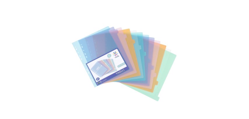 Set tabbladen A4+ 12 onderverdelingen polypropyleen propysoft