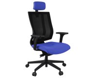 Fauteuil de bureau ergonomique MAXPRO NOIR, tissu et maille, avec accoudoirs 2D et appui-tête, mécanisme synchrone, pieds noirs