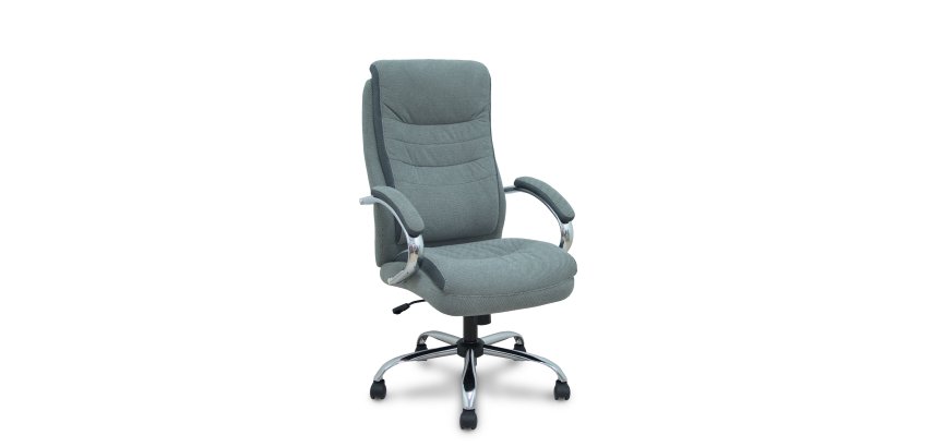 Opti533 Sessel Kippmechanismus Stoff Grau Chromstruktur Feste Armlehnen Ohne Kopfstütze Nylonrollen 50 mm