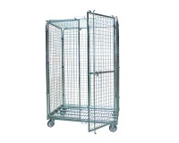 Roll acier zingué 4 ridelles avec porte verrouillable 600 kg 1140 x 760 mm