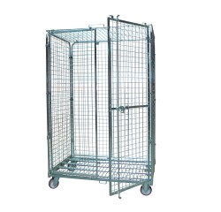 Roll acier zingué 4 ridelles avec porte verrouillable 600 kg 1140 x 760 mm
