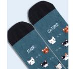 Calcetines "Amor Gatuno" verde talla 42-46
