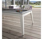Billard Caraïbes Extérieur 203x116, pieds blancs, drap gris